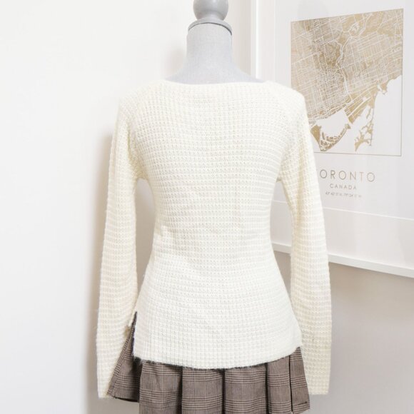 Vanilla Off-white Waffle Knit Sweater 🍦 VERO MODA - Picture 3 of 6